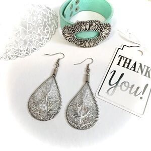 Silver Teardrop Dangle Earrings